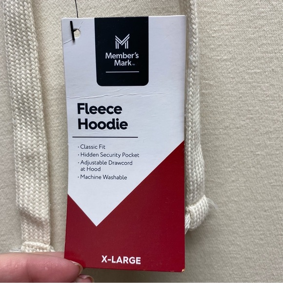 Member's Mark men's xl fleece hoodie cream classic fit new with tags - Picture 5 of 8